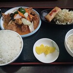 台湾料理 福祥居 - 酢豚定食：麺無し、ごはん大盛り