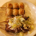 レバータレ・だんご塩ハーフ盛520円