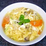 Soft egg and vegetable soup