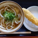 麺通堂 - かけ小(270円)+穴子天(150円)