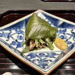 西麻布 万葉 - 蛍烏賊、漉油、アスパラ、そら豆、蕗味噌