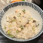 西麻布 万葉 - 山菜と桜鱒の土鍋ご飯、赤出汁 香の物