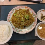 餃子の王将 - 料理写真:焼きそばソース550円、ご飯セット242円(2023.7.14)
