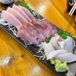 タカマル鮮魚店 - 地魚の三種盛り@¥2280