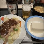 松屋 - 回鍋肉ロカボ定食キムチ無し&瓶ビール　1050円