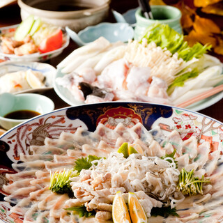 A variety of high-quality dishes using natural tiger blowfish grown freely in the ocean.