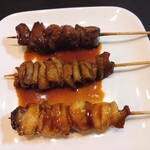 銀座惣菜店 - ひな串，とり皮串，とりレバー串