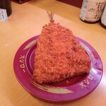 スシロー - 料理写真:超大きなアジフライ。下に申し訳程度の寿司飯があります。