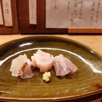 Hanaichi - お造り、太刀魚、シマアジ、真鯛
