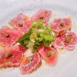 Grilled horse meat carpaccio