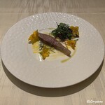 プチレストラン ブーケ・ド・フランス - 平政のマリネと胡瓜の花のサラダ仕立て