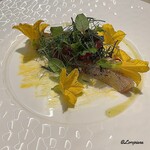 プチレストラン ブーケ・ド・フランス - 平政のマリネと胡瓜の花のサラダ仕立て