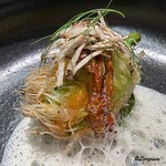 プチレストラン ブーケ・ド・フランス - 花ズッキーニのカダイフ巻とトリュフのジュリエンヌ