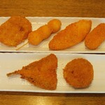 ディオ - 牛コロッケ、うずら玉子串フライ、白身フライ、かにクリームコロッケ、アジフライ、メンチカツ 各(税抜)45円 (2023.07.26)