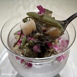 プチレストラン ブーケ・ド・フランス - 水貝仕立ての蝦夷鮑と蓴菜と岩海蘊