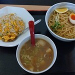 和華麺屋 - 料理写真:老鶏白湯つけそば＆ハーフ炒飯