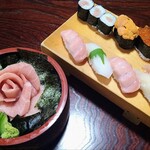 鮨藤 - 鉄火丼（松）と特上にぎり