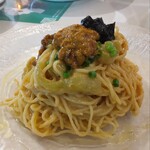 Cento per Cento  - 雲丹の冷製スパゲティ単品1450円 　冷製パスタにはコシが強く細麺のカペリーニがよく合います(>ω<)雲丹と岩海苔、焼き茄子が絶妙♡