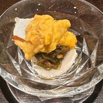 鮨菜 和喜智 - ツブ貝の松前漬け　ムラサキ雲丹