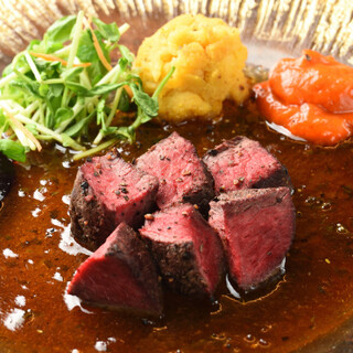 Specialty! ``Deer meat Steak'' carefully cooked to perfection