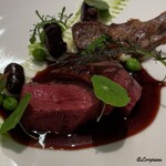 プチレストラン ブーケ・ド・フランス - フランス産のピジョンのロティと肝と心臓とレバーのコンフィ