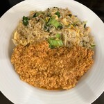コチン ニヴァース - 青菜と炒り卵入りインド米炒めごはん＆キーマカリー