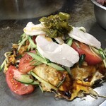 Okonomiyaki Hirano - ソバ（うどん）ライス、棒棒鶏❣️