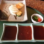 鉄板焼 貴布祢 - 焼き野菜とソース3種