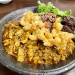 大衆中遊華食堂 八戒 - おまかせOsamu式カリィ(四川麻婆豆腐カリィ、ラムクミン炒めカリィ、牛バラカリィ、マトンキーマ)