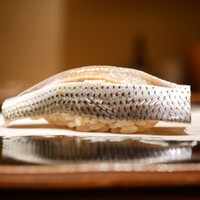 鮨 龍次郎 - ◇小鰭
                    ムチムチと噛みしめるほどに高まった旨味が引き出され、シャリと交わりベクトルを合わせて旨味をつくる！ 大きな身で食べ応え十分、優しい旨味に浸り続ける江戸前らしさあふれる握り。