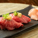 北新地 うえはら - 宮崎牛イチボの肉寿司※8月開始コースの一部