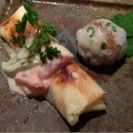 広尾はしづめ - 13.9月上　トウモロコシの皮の春巻き、石川芋団子