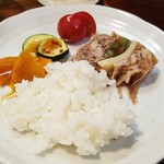 キッチン ブルー グローブ - ご飯を添えて