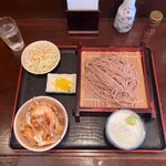 Komazawa Sobakura - ハーフ丼定食(小海老天丼、蕎麦大盛り)