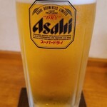 えん司 - お酒①アサヒスーパードライ【中】(生ビール、アサヒビール)(税込420円)