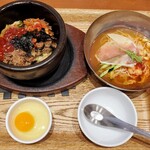 コリアンキッチン シジャン - プルコギ石焼きビビンバ・ミニ冷麺セット