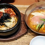 コリアンキッチン シジャン - チーズタッカルビ石焼きビビンバ・ミニ冷麺セット