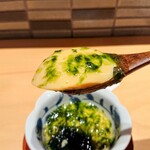 鮨トキドキ串 海老虎 - あおさの香りが良い