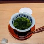 鮨トキドキ串 海老虎 - あおさの茶碗蒸し