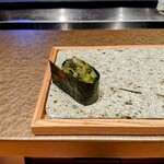 鮨トキドキ串 海老虎 - 生わさび茎軍艦