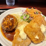 お食事処たけした - ハンバーグ　チキンタルタル　魚フライ