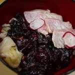 魚天 - 鯨漬丼(５００円)と中トロのっけ！柚子胡椒が良ぃ鯨漬が美味しい。