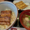 Mamman Tei - 【ダブル(3,380円)】鰻が２枚。①丼の上に「蒲焼き」。②右上の別皿に「白焼き」