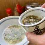 釜あげうどん 長田 in 香の香 - 残ったつゆを茹で汁に。