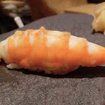 すし みむろ - 70度で５分加熱したエビ（温かい）