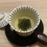 兄弟寿し - あおさと梅の茶碗蒸し　香りよし、梅の酸味がアクセントで味も最高♪