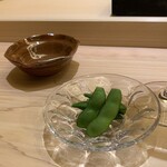 兄弟寿し - 朝採れ黒埼の枝豆。　香りがよくて美味しいです！