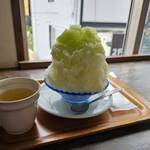 日本茶カフェ一日 - タカミメロンのかき氷と静岡かなやみどり