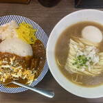 ヌードル＆スパイスカレー 今日の1番 - 朝限定セット　¥1,000-(税込)
      かけそば＋本日のカレー(チーズソーセージ)
