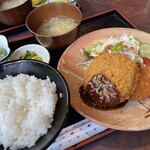 Ijiwaru Baasan - カニクリームコロッケとメンチカツ定食